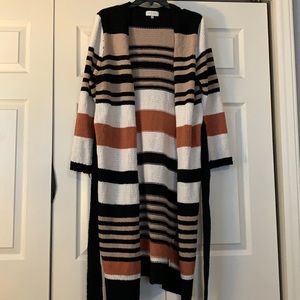 Striped chenille duster sweater